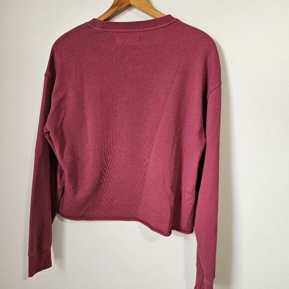 EUC SPIRITUAL GANGSTER MAUVE / DARK PINK RAW HEM LONGSLEEVES TOP SZ M - Picture 3 of 16
